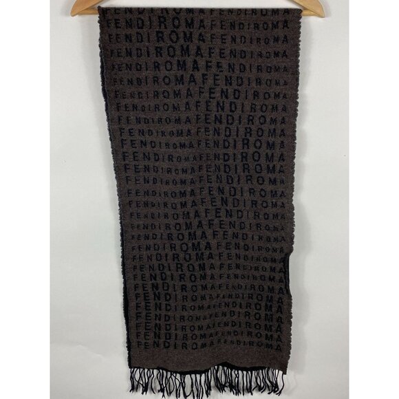 Vintage Fendi Foulard Fendi Roma Monogram Wool/Silk Scarf Made in Italy F302 - Picture 1 of 8